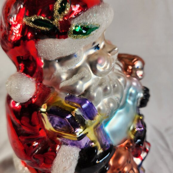 Hand Blown Mercury Glass SANTA CLAUSE Tea Light Candle Holder Handpainted 6" Vtg - Picture 4 of 15